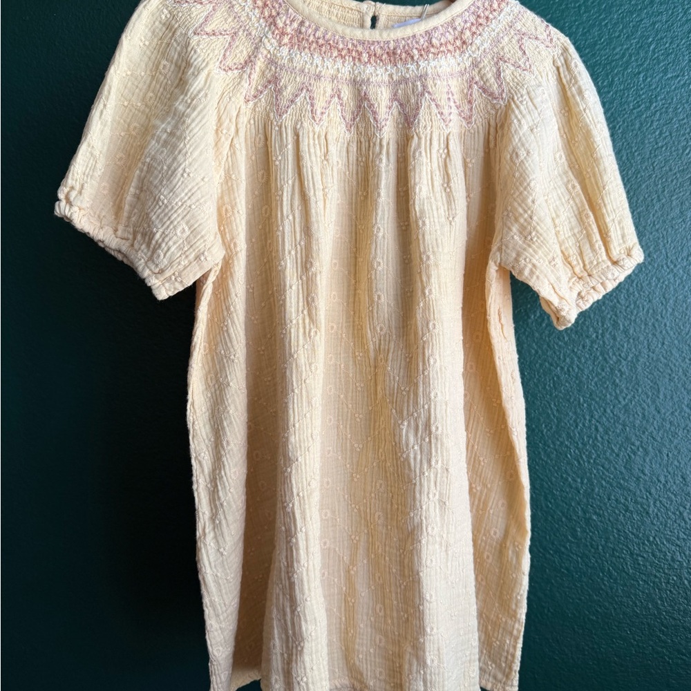 Zara yellow Short Sleeve Smocked Dress